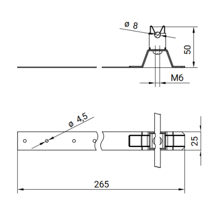 Zdjęcie produktu Uchwyt do drutu KLIK pod dachówkę Inox H-50/L-265 2