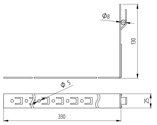 Zdjęcie produktu Uchwyt do drutu ściskany z zaczepem pod dachówkę L-330 prosty Inox V2A 2