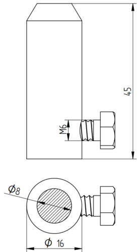Zdjęcie produktu Końcówka drutu 8mm ze śrubą M6 Alu 2