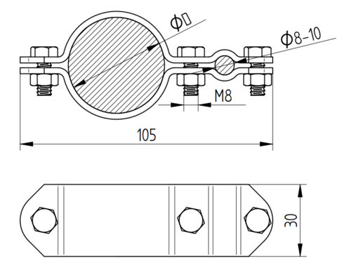 Zdjęcie produktu Podłączenie 1 1/4" do drutu z masztem Fi40 oraz trójnogiem Inox V4A 2