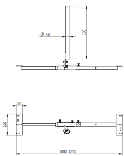Zdjęcie produktu Uchwyt masztu D-40mm do krokwi 600 - 750 mm regulowany 2