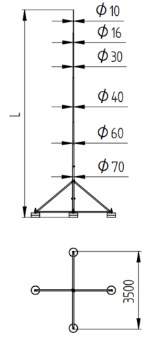 Zdjęcie produktu Maszt odgromowy na czworonogu H-9000 mm 2