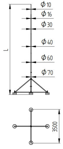 Zdjęcie produktu Maszt odgromowy na czworonogu H-10000 mm 2