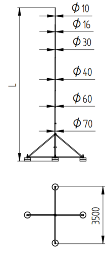 Zdjęcie produktu Maszt odgromowy na czworonogu H-11000 mm 2