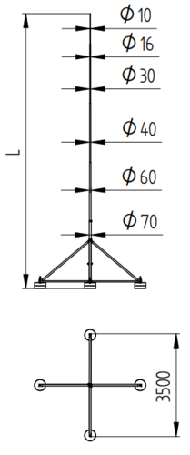 Zdjęcie produktu Maszt odgromowy na czworonogu H-12000 mm 2