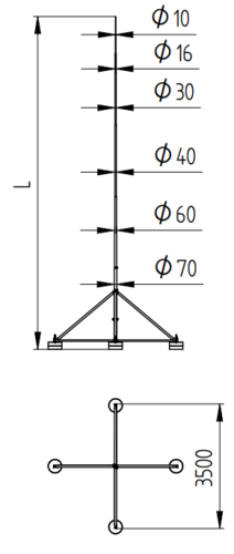 Zdjęcie produktu Maszt odgromowy na czworonogu H-15000 mm 2