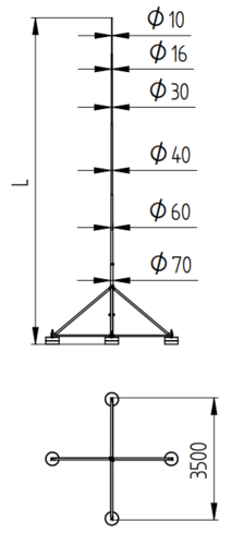 Zdjęcie produktu Maszt odgromowy na czworonogu H-14000 mm 2