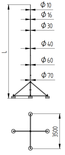 Zdjęcie produktu Maszt odgromowy na czworonogu H-16000 mm 2
