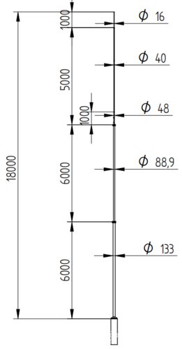 Zdjęcie produktu Maszt wolnostojący na fundamencie H-18 m 2