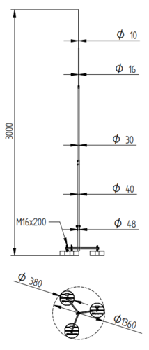 Zdjęcie produktu Maszt na trójnogu z betonem H-3000 2