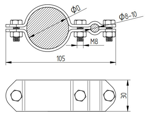 Zdjęcie produktu Podłączenie 2 1/2" do drutu z rurą fi 76mm Inox 2