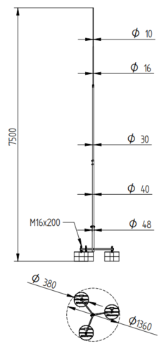 Zdjęcie produktu Maszt na trójnogu z betonem H-7500 2