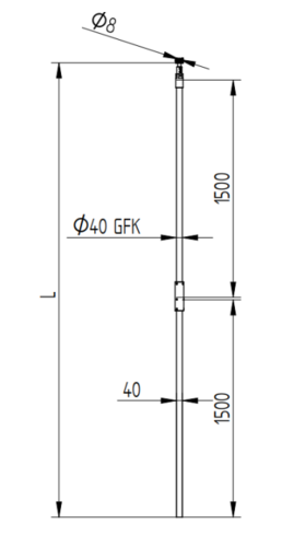 Zdjęcie produktu Maszt odgromowy izolowany H-3000mm pod linkę Aldrey 2