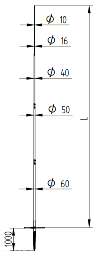Zdjęcie produktu Maszt odgromowy wkręcany w gruncie H-5000 mm StZn/Inox/Alu 2