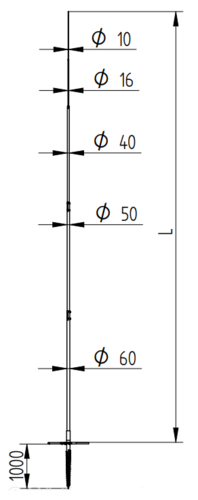 Zdjęcie produktu Maszt odgromowy wkręcany w gruncie H-11000 mm StZn/Alu 2