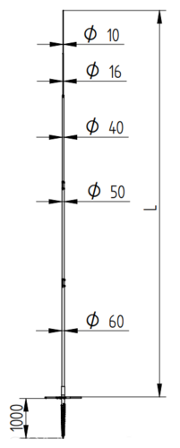Zdjęcie produktu Maszt odgromowy wkręcany w gruncie H-12000 mm StZn/Alu 2