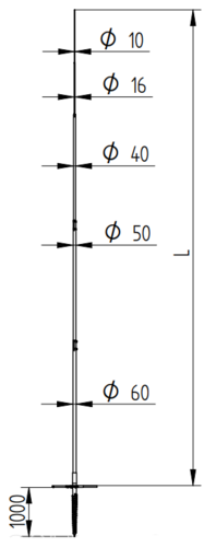 Zdjęcie produktu Maszt odgromowy wkręcany w gruncie H-14000 mm StZn/Alu 2