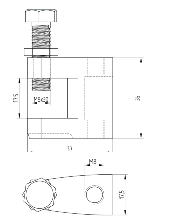 Zdjęcie produktu Klamra zaciskowa z gwintem M8 i śrubą 8x30 2