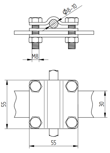 Zdjęcie produktu Złącze krzyżowe drut bednarka b30 z przekładką Inox V4A 2