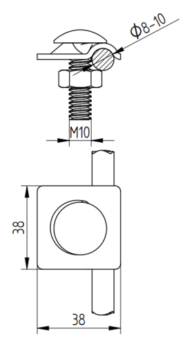 Zdjęcie produktu Zacisk do drutu śruba M10 Cu 2