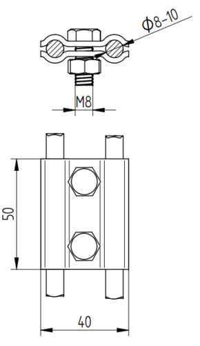 Zdjęcie produktu Złącze przelotowe 2 śrubowe Inox V4A 2
