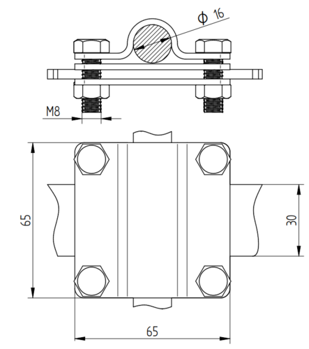Zdjęcie produktu Złącze krzyżowe b30/D16 4 śrubowe Inox V2A 2