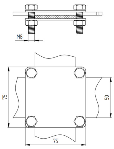 Zdjęcie produktu Złącze do bednarki b50 4 śrubowe Inox 2