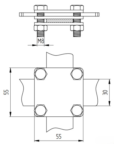 Zdjęcie produktu Złącze do bednarki b30 z przekładką 4 śrubowe Inox V2A 2