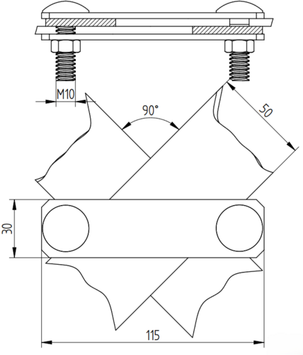 Zdjęcie produktu Złącze przekątne do bednarki 2 śrubowe Inox V2A 2