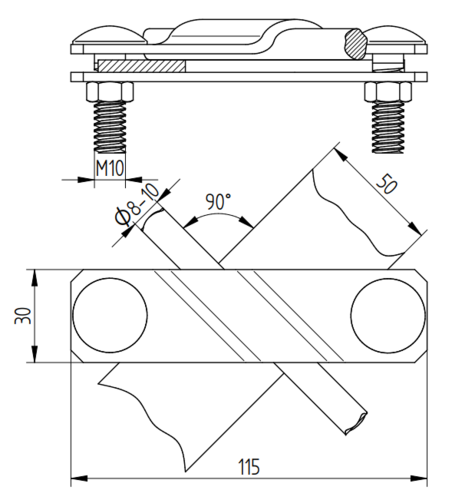 Zdjęcie produktu Złącze przekątne d8-12/b40 2 śrubowe Inox V4A 2