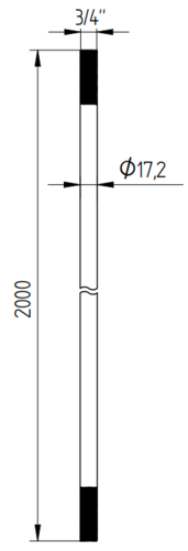 Zdjęcie produktu Uziom miedziowany L-2000 z gwintem 3/4" 2