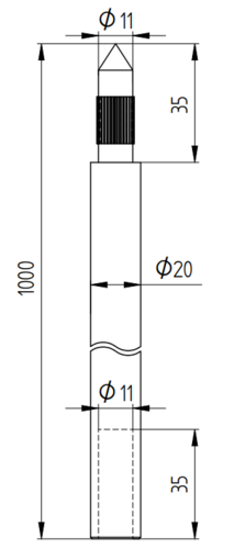 Zdjęcie produktu Uziom prętowy L-1000 z trzpieniem Fi20 quick Inox V2A 2