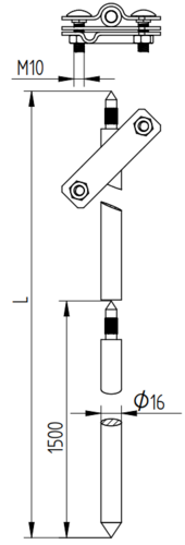 Zdjęcie produktu Komplet uziomu L-3000 mm szybki montaż Fi-16mm Inox V4A 2
