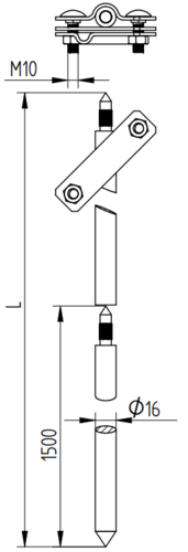 Zdjęcie produktu Komplet uziomu L-6000 mm szybki montaż Fi-16mm Inox V4A 2