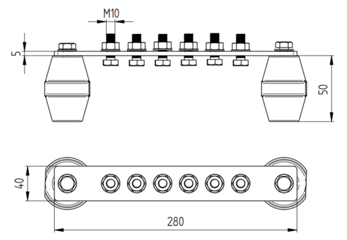 Zdjęcie produktu Szyna wyrównawcza L-280 podłączeń 6 Inox V2A 2