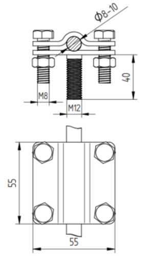 Zdjęcie produktu Złącze wypustu uziemiającego L-55 M12 Inox V4A 2
