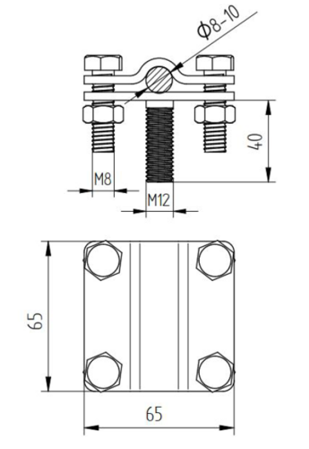 Zdjęcie produktu Złącze wypustu uziemiającego L-65 M12 Inox V4A 2