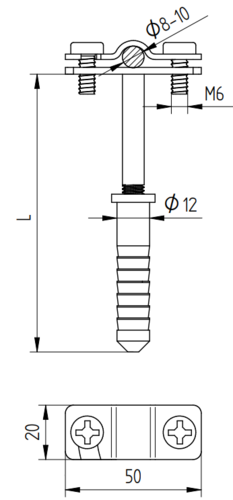 Zdjęcie produktu Uchwyt do drutu z kołkiem L-120 Inox V4A 2