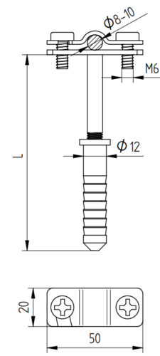 Zdjęcie produktu Uchwyt do drutu z kołkiem L-160 Inox V4A 2