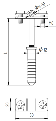 Zdjęcie produktu Uchwyt do drutu z kołkiem L-400 Inox 2