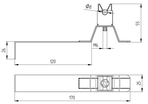 Zdjęcie produktu Uchwyt do drutu pod dachówkę StZn KLIK H-50/L-120 2