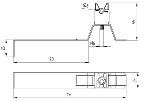 Zdjęcie produktu Uchwyt do drutu pod dachówkę Alu KLIK H-50/L-120 2