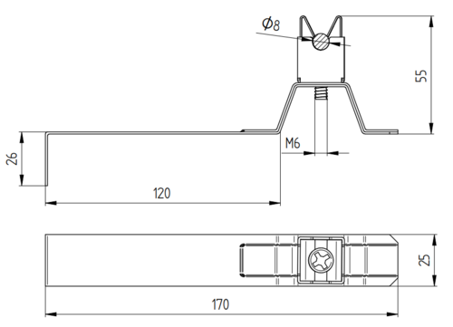 Zdjęcie produktu Uchwyt do drutu pod dachówkę Alu KLIK H-50/L-120 RAL 8017 2