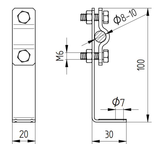 Zdjęcie produktu Uchwyt do drutu uniwersalny skręcany H-100 Inox V2A 2