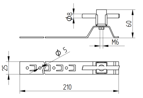 Zdjęcie produktu Uchwyt do drutu KLIK na taśmie Inox H-60/L-210 2