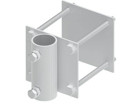 Zdjęcie produktu Uchwyt masztu D-40mm z dwoma płytami do profilu prostokątnego do 100 mm