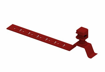 Zdjęcie produktu Uchwyt plastikowy do drutu z zaczepem L-210 pod dachówke lakierowany RAL3011